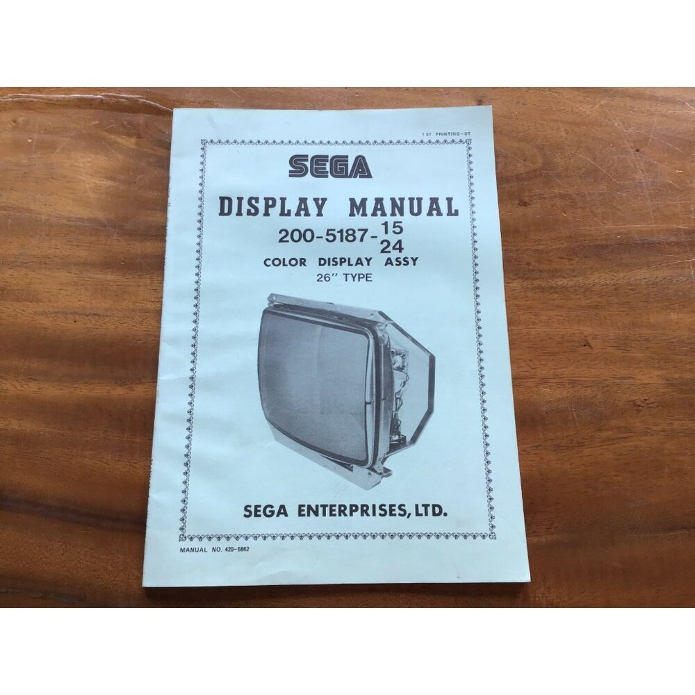 Vintage ORIGINAL SEGA Display Manual for 200-5187 -15/24 Color Display